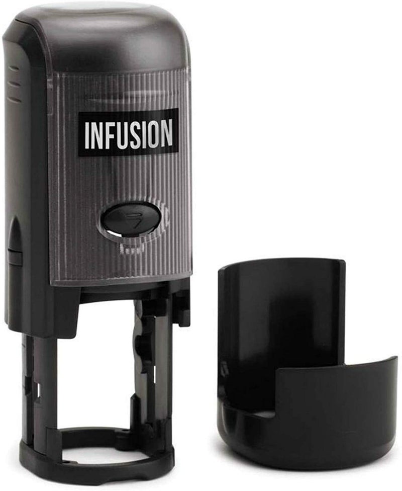 Infusion Sign HERE Round Self-Inking Stock Rubber Stamp (3/4'' Diameter) - Red Ink - Image 3